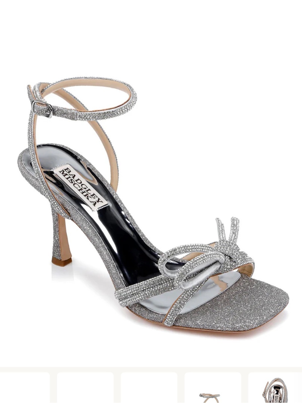 Badgley Mischka Effie Strappy Bow Heels White/Clear Women’s 6